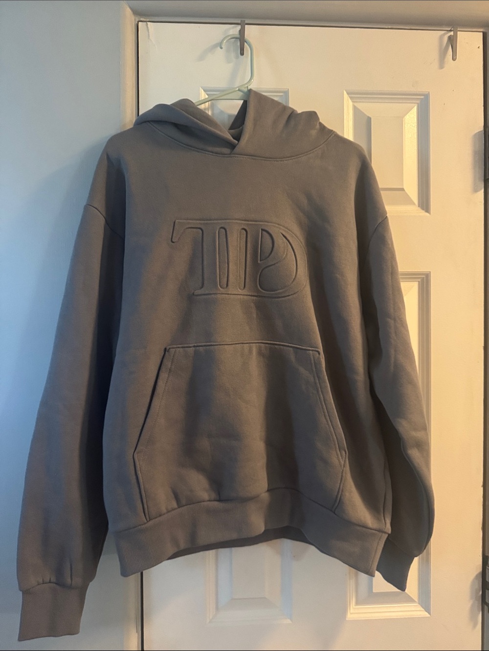 Taylor Swift Tortured Poets Department Gray Embossed Logo Hoodie